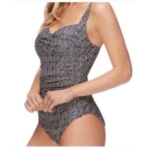 Bond-Eye Australia‎ Nip Tuck Joanne Tummy Control Size 6 Blue Ivory Navy